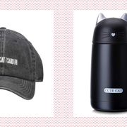 gifts for cat lovers  tell your cat i said hi baseball cap and cute cat stainless steel travel coffee mug