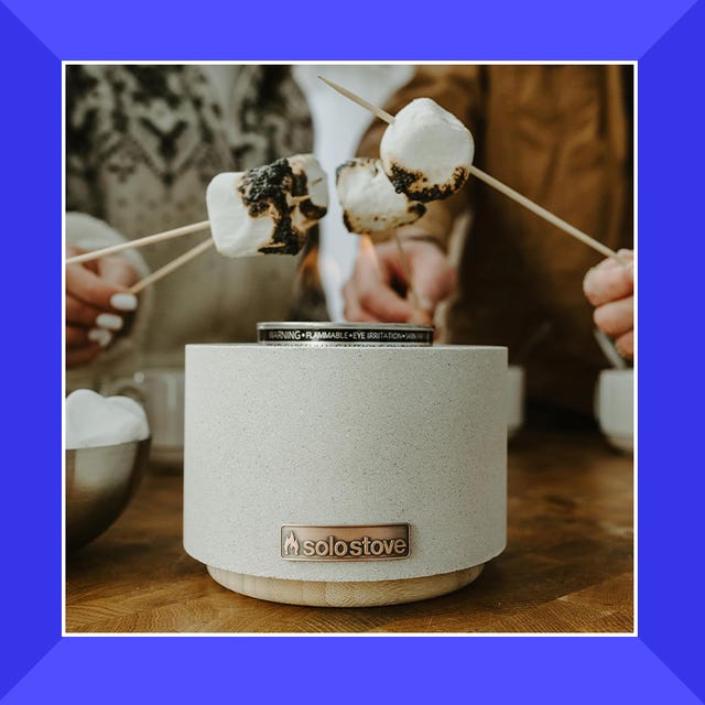 malibu sandals, roasting marshmallows over tabletop solostove