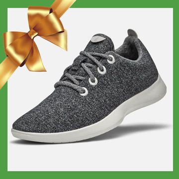 gifts for fit moms allbirds gray sneaker on the left and unstoppable fitness journal on the right