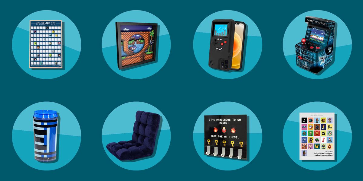 best gifts for gamers, gaming chairs, mini arcade machines, gaming phone cases, scratch off game posters, pixel frame art, super nes super famicom a visual, and more