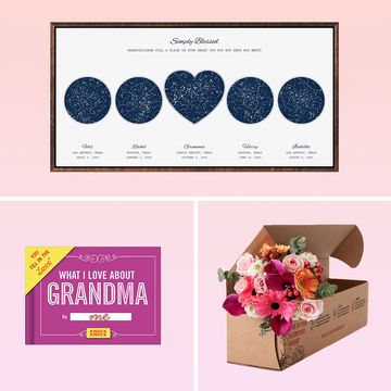 custom wall art, our place pan, gardening stool, glasses, world's best abuela mug, bloomsy flower subscription, what i love about grandma book