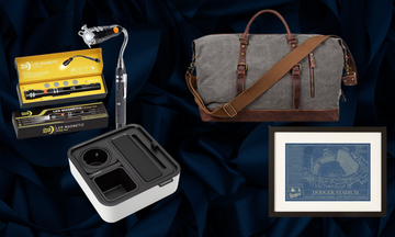 telescopic light couch console waxed leather duffel bag baseball stadium print