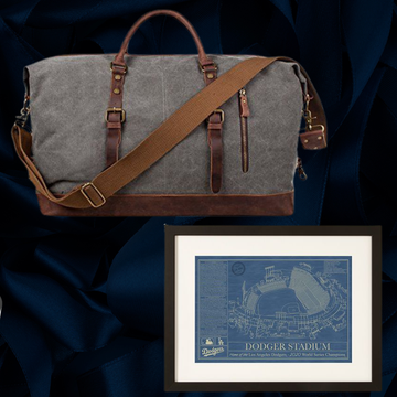 gifts for husbands- telescopic light couch console waxed leather duffel bag baseball stadium print telescopic light couch console waxed leather duffel bag baseball stadium print