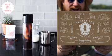 coffee bottle and tackle box