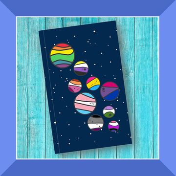 bisexual pride super plush blanket and rainbow space notebook