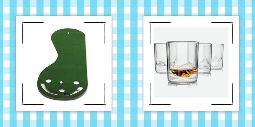 putting green and topographical mountain whiskey glasses gifts for son