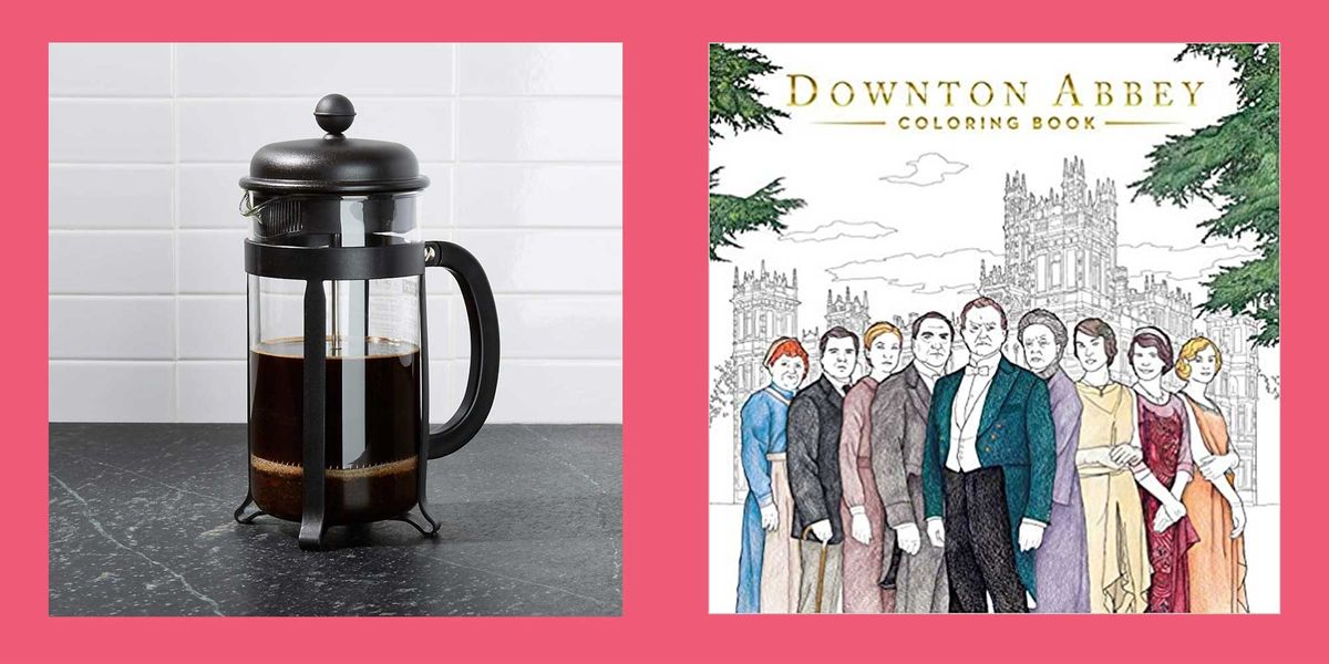 gifts under 20 bodum 8 cup java black french press and downtown abbey coloring book