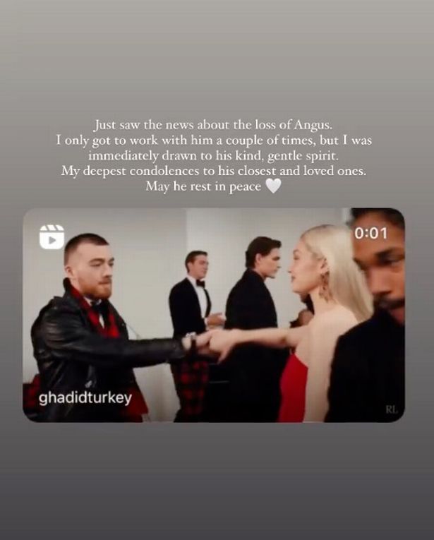 a screenshot of gigi hadids instagram story paying tribute to angus cloud from euphoria who sadly died aged 25