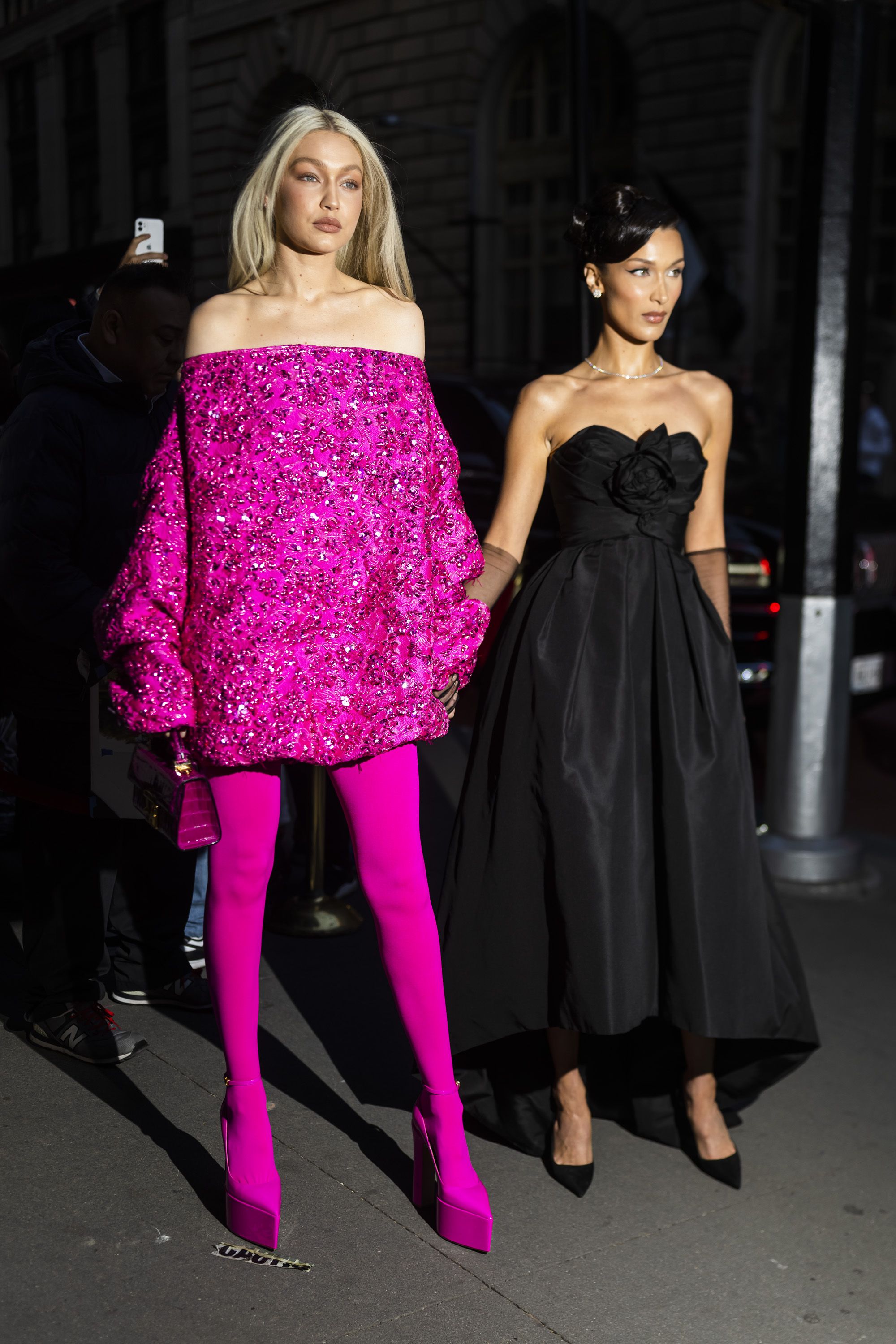 Gigi Hadid Goes Vibrant in Hot Pink 6-Inch Heels & Sparkling Valentino Mini  Dress at Prince's Trust Gala 2022