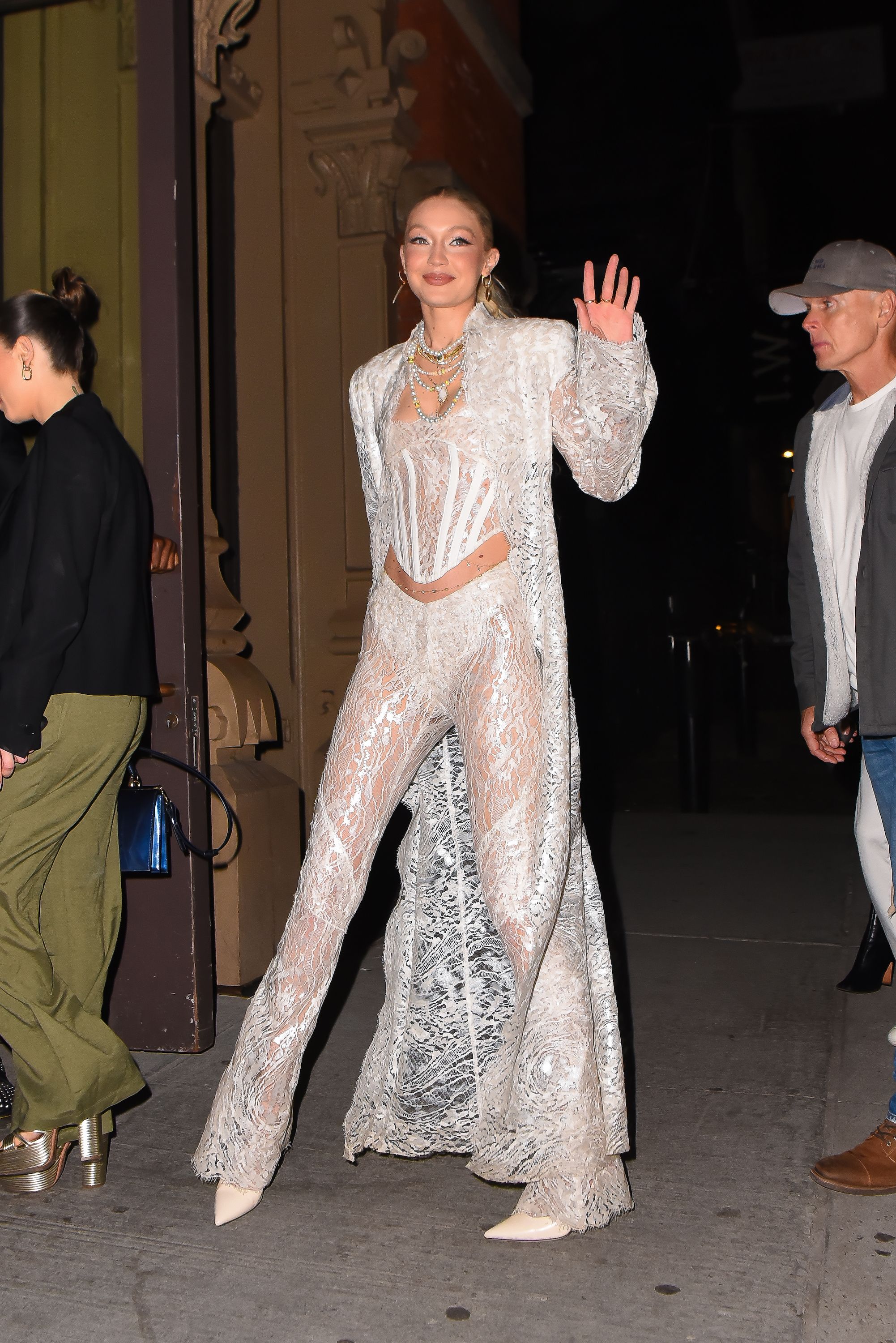 Gigi Hadid Stuns In Sheer Lace Suit For Her 27th Birthday Party