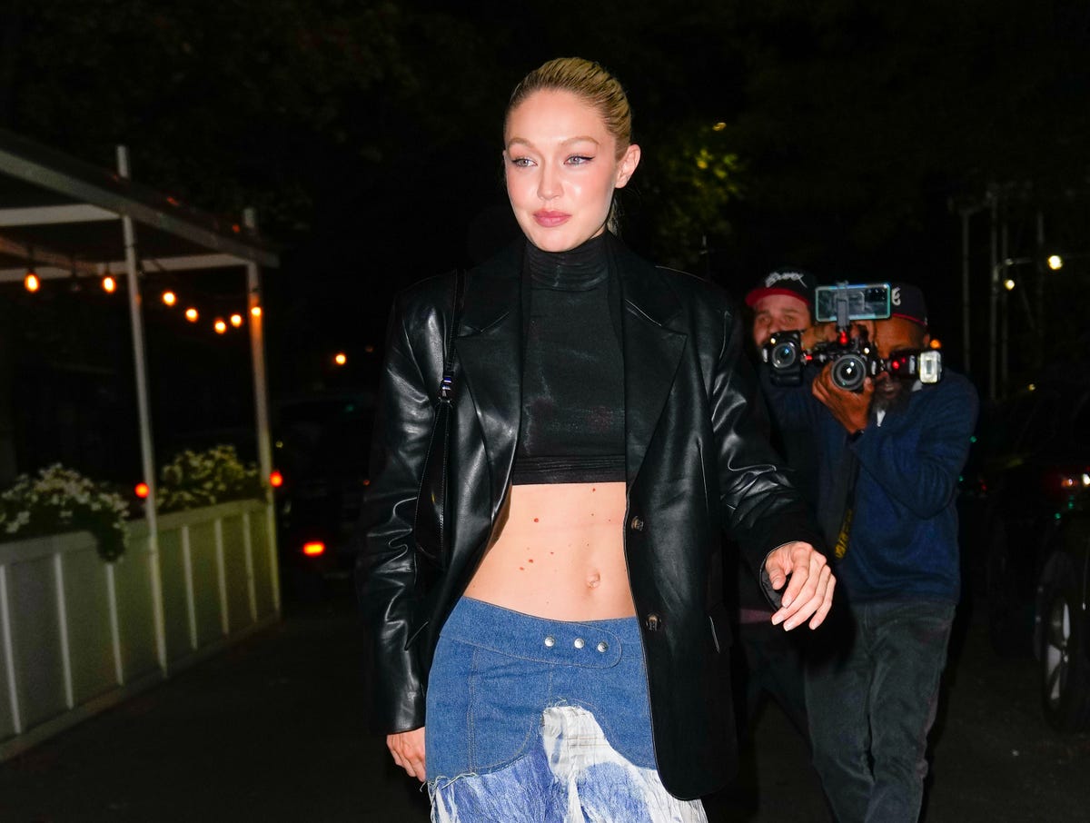 Gigi Hadid Steps Out in a Sheer Tie-Front Cardigan in NYC