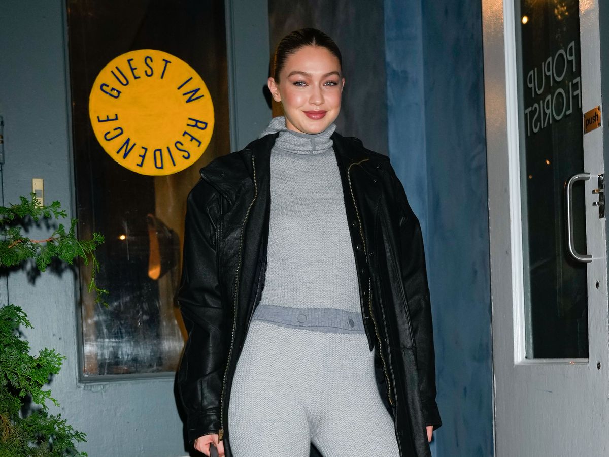 Gigi Hadid Wore Baggy Jeans and a Leather Trench Coat