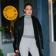 gigi hadid wearing guest in residence cashmere to illustrate a post about guest in residence special cashmere
