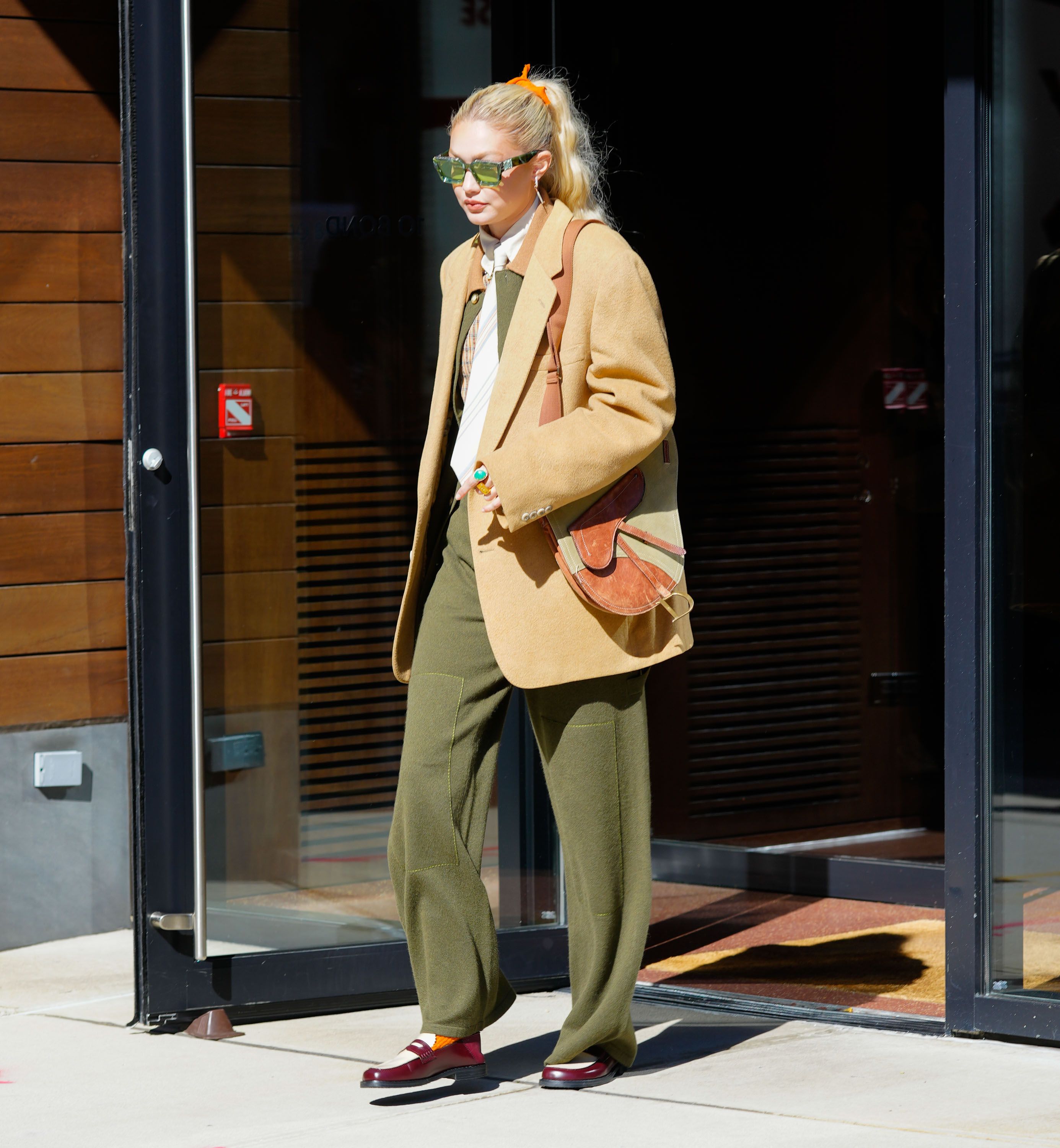 See Gigi Hadid's Costal Grandmother Style in a Beige and Olive Look