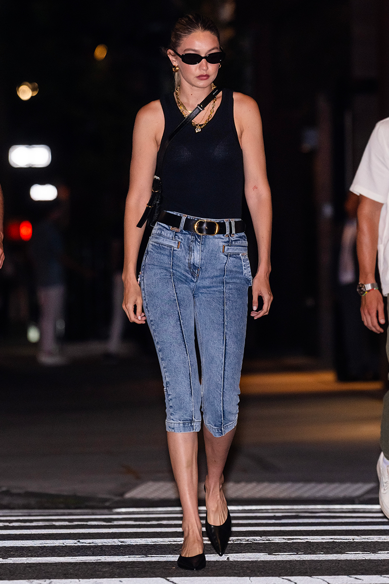 Gigi Hadid's pedal pushers take the jorts trend to the next level