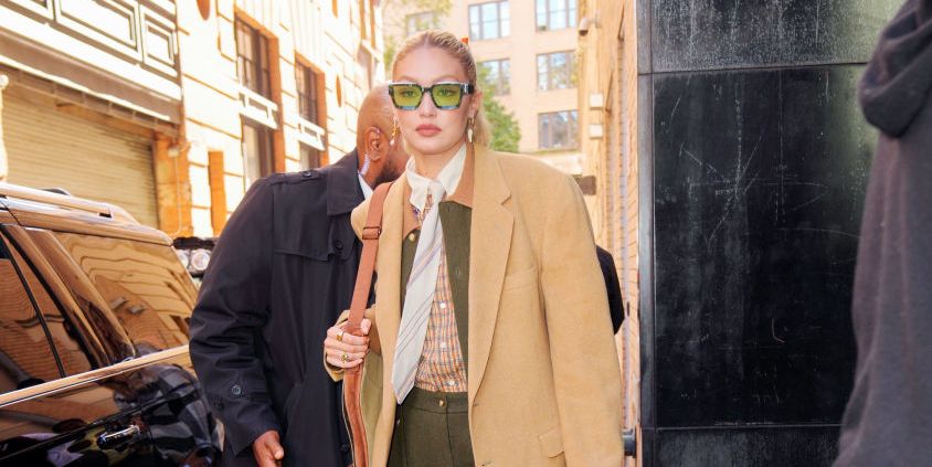 Gigi Hadid Looked Chic In an Oversized Blazer and Tie In New York City