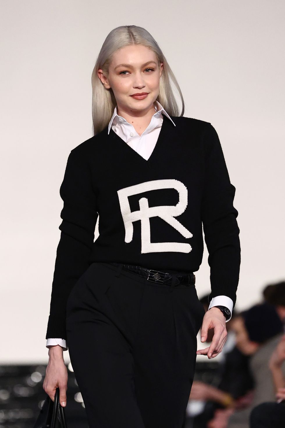 Gigi Hadid arrives for the Ralph Lauren Fall 2022 Fashion Show at the  Museum of Modern