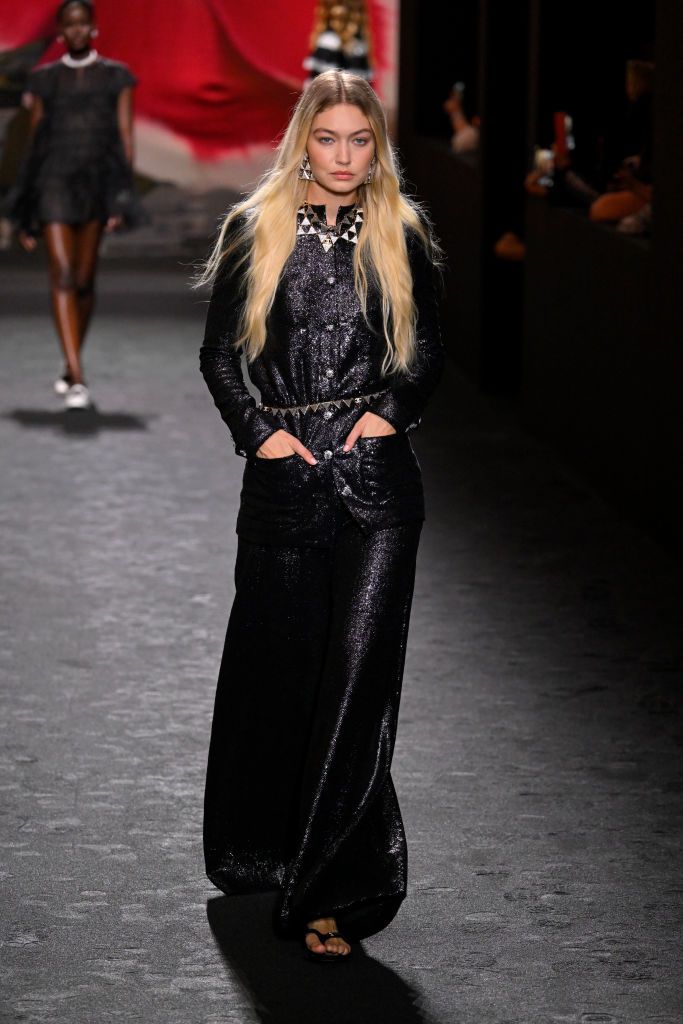 paris, france october 03 editorial use only for non editorial use please seek approval from fashion house gigi hadid walks the runway during the chanel womenswear springsummer 2024 show as part of paris fashion week on october 03, 2023 in paris, france photo by kristy sparowwireimage