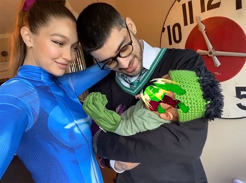 gigi hadid, zayn malik and khai during halloween 2020
