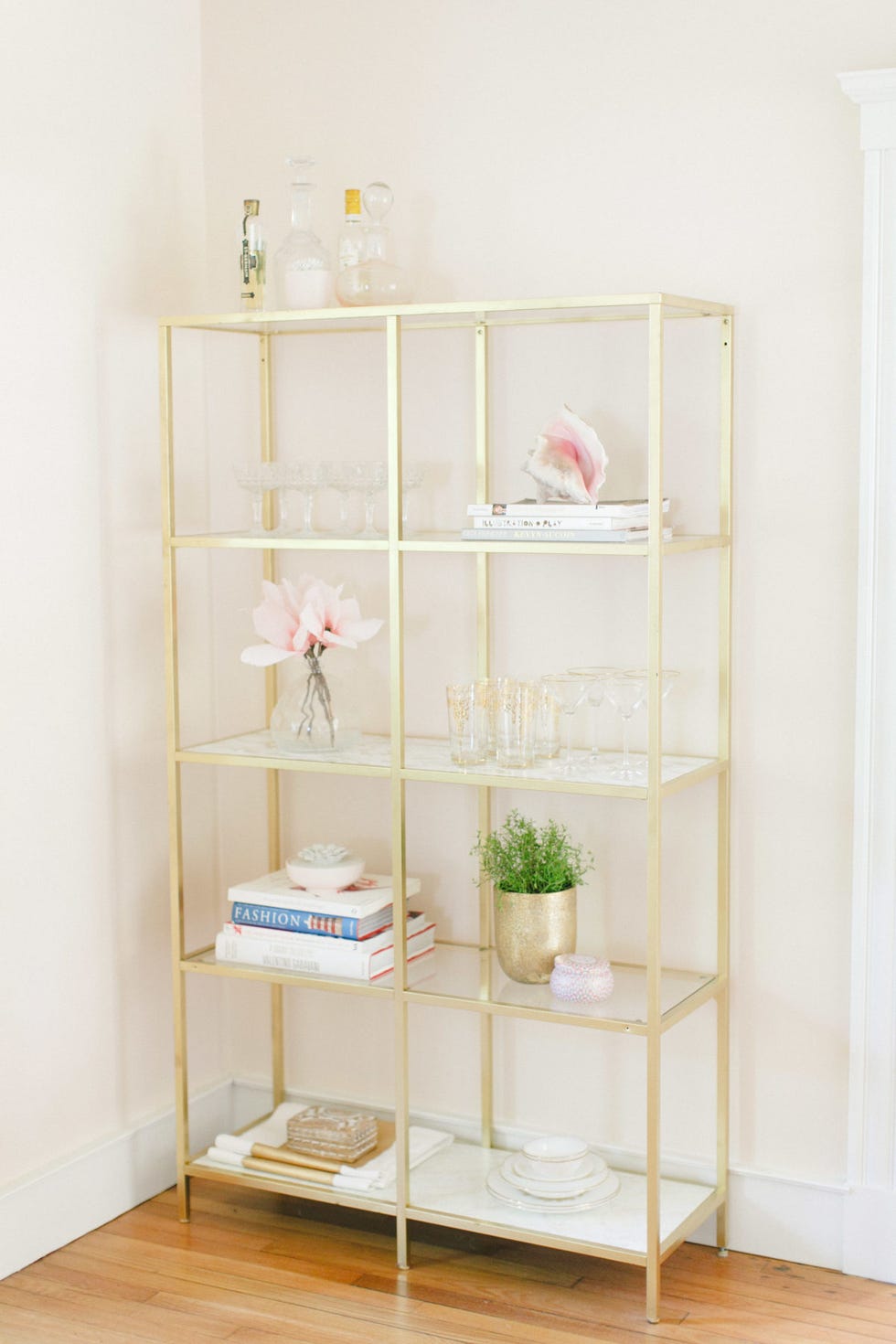 gilded diy bookshelf