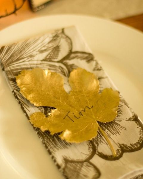 gilded leaf place card