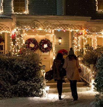Snow, Winter, Christmas lights, Christmas decoration, Lighting, Christmas, Tree, Interior design, Night, Event, 