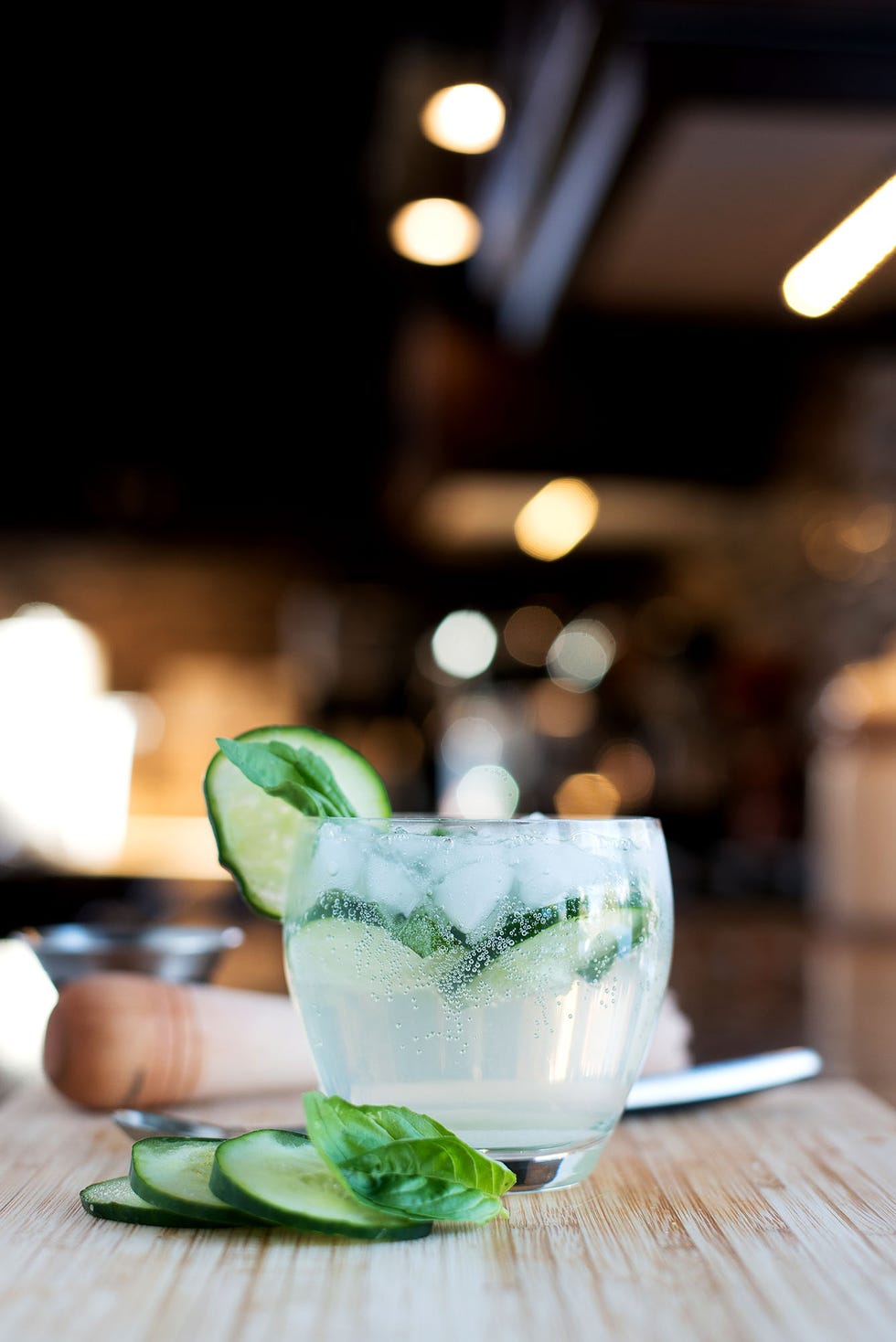 bubbling drink with cucumbers