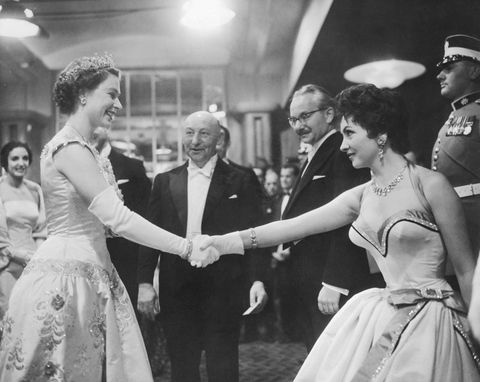 gina lollobrigida shaking hands with queen elizabeth