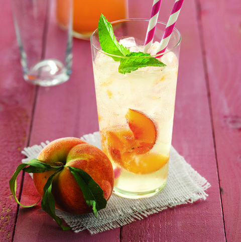 ginger peach soda with peach