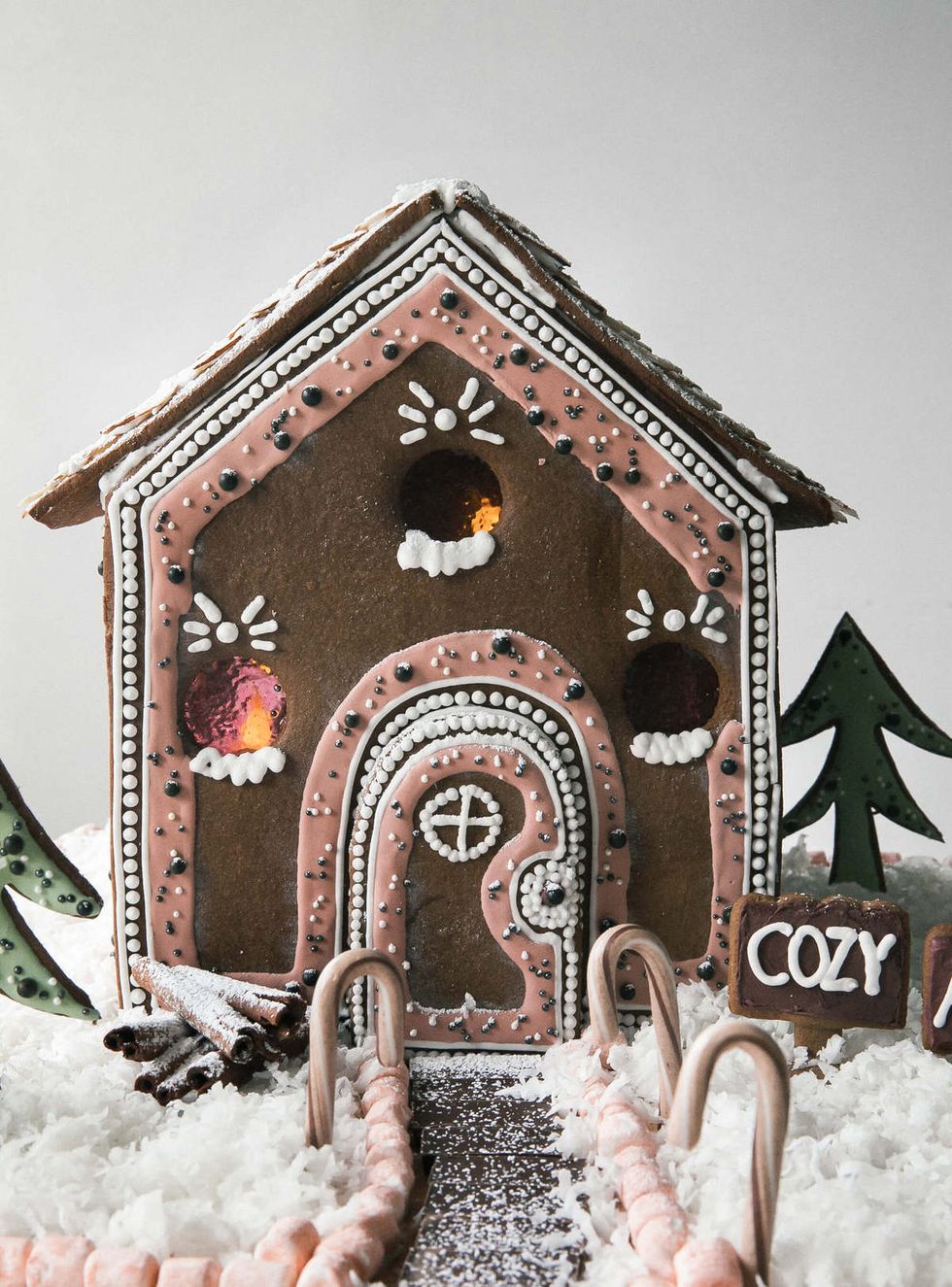 gingerbread house ideas cozy pink