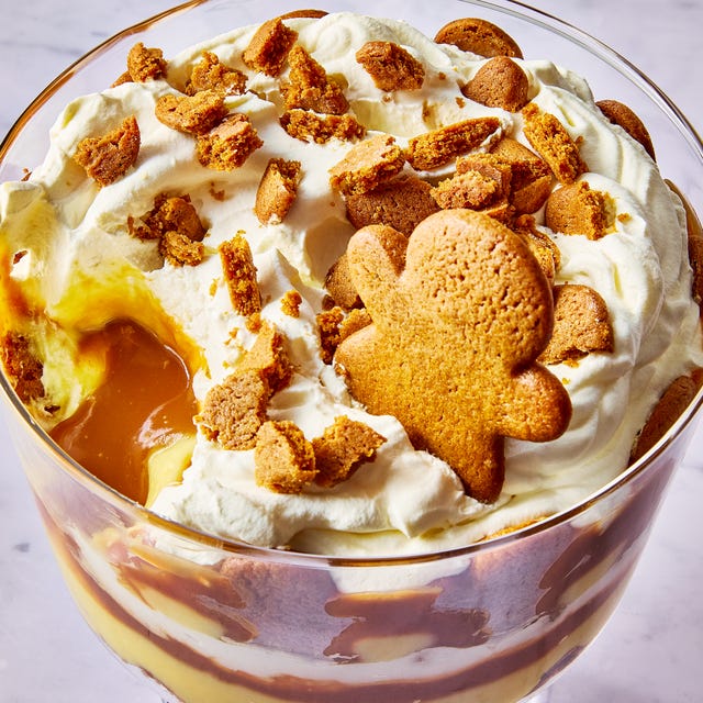 layered trifle with gingerbread men