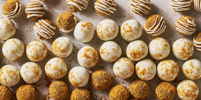 gingerbread truffles covered in crushed gingersnaps and icing