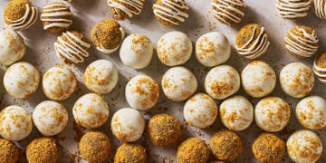 gingerbread truffles covered in crushed gingersnaps and icing