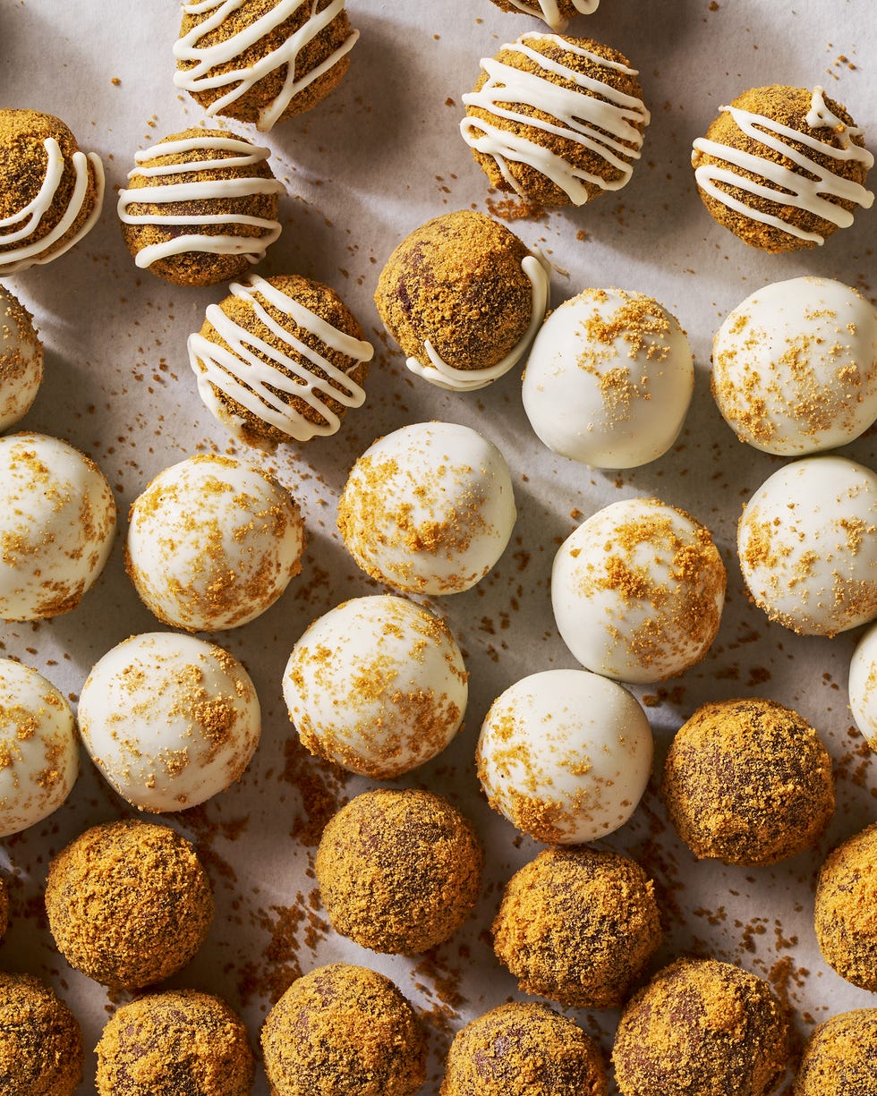 gingerbread truffles covered in crushed gingersnaps and icing