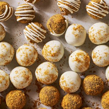 gingerbread truffles covered in crushed gingersnaps and icing