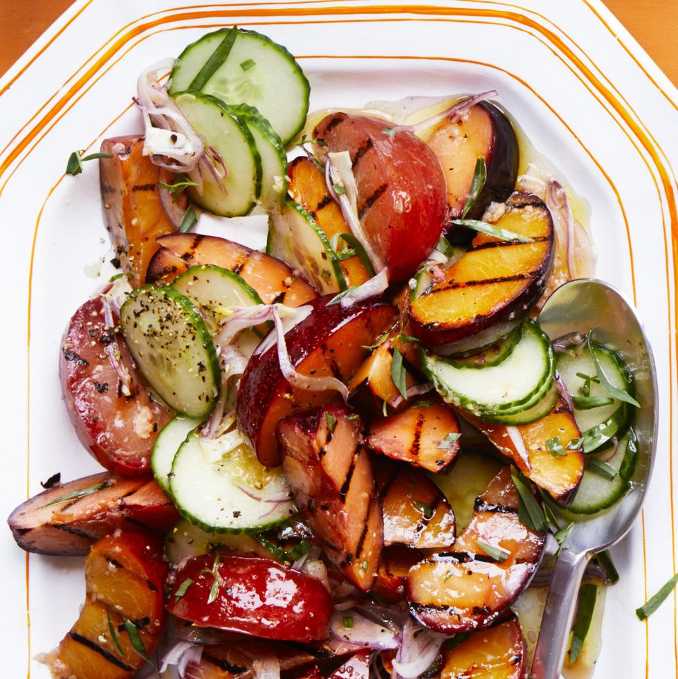 cookout menu - Gingery Grilled Stone Fruit and Cucumber Salad