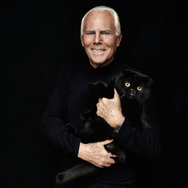giorgio armani portrait with cat