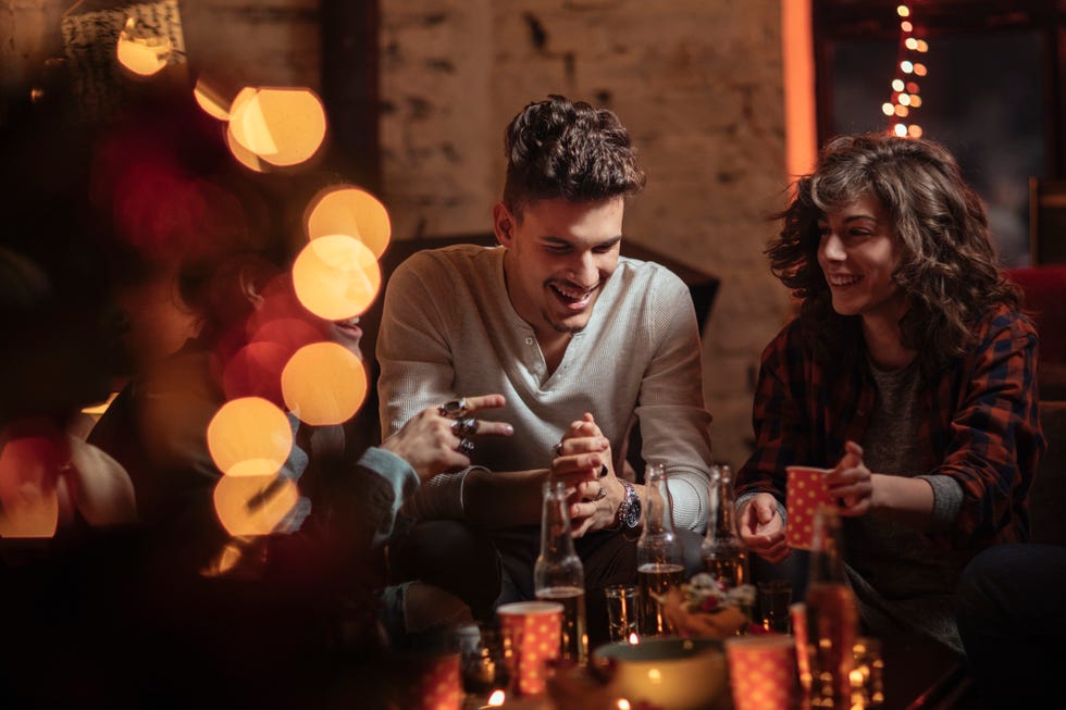 girl and boy talking at the party