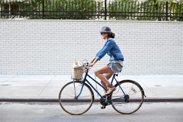 girl on bike in new york city