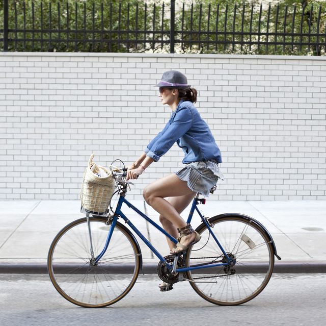 girl on bike in new york city