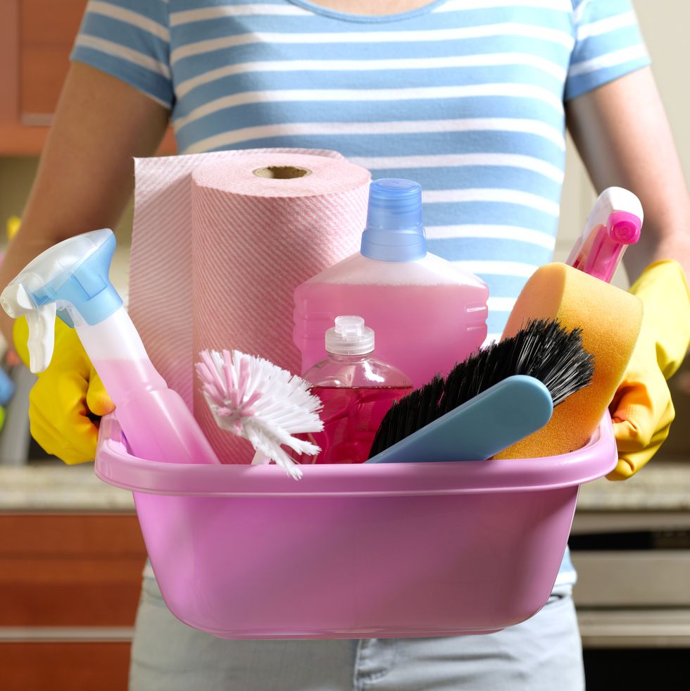 how to clean your home gather cleaning supplies