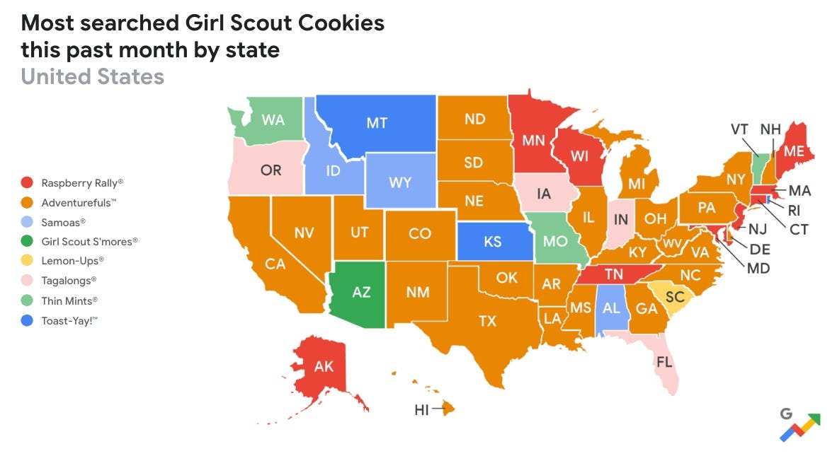 This Map Shows The Most Popular Girl Scout Cookies By State 52 OFF