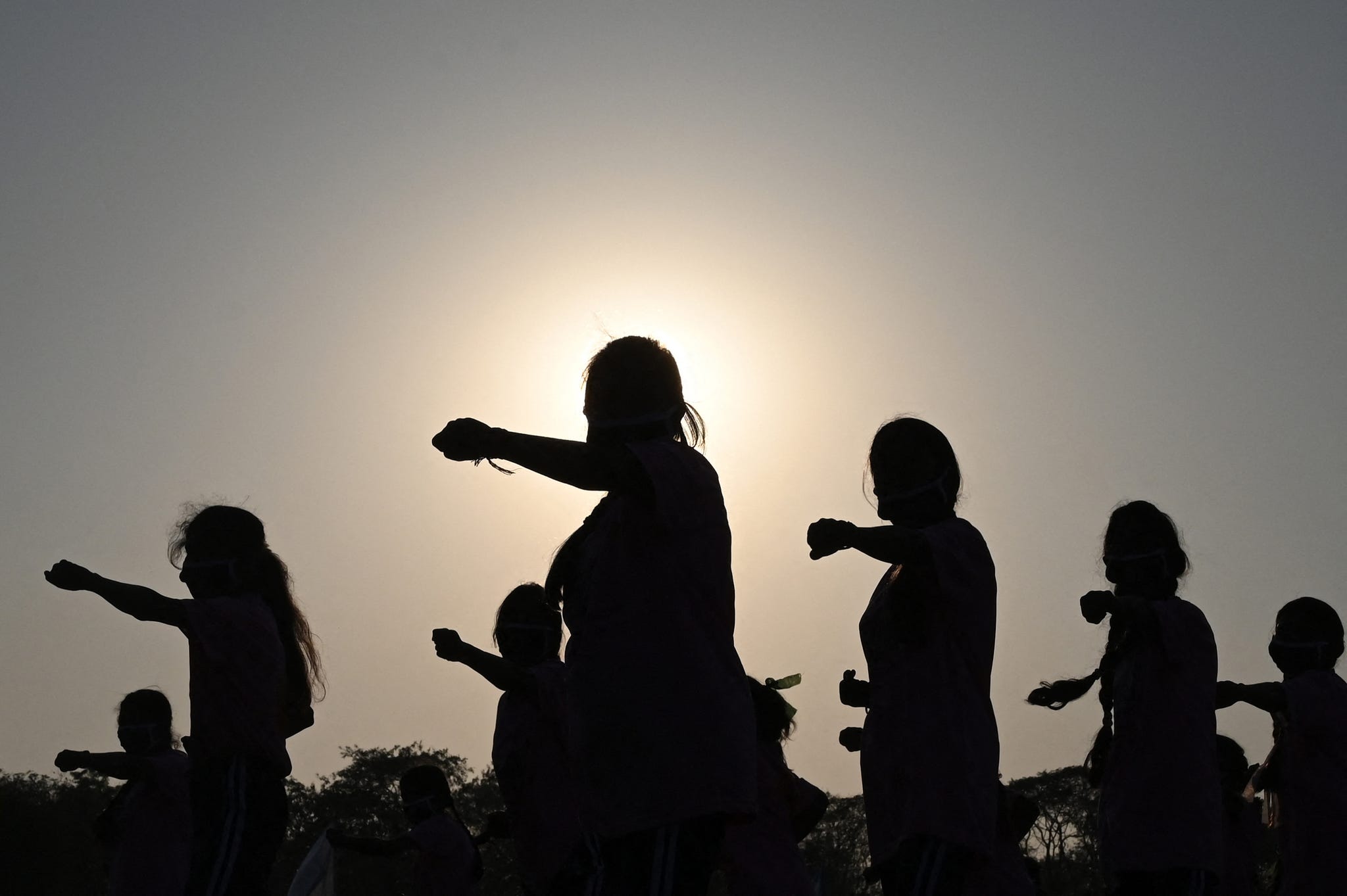 women in a self defense class