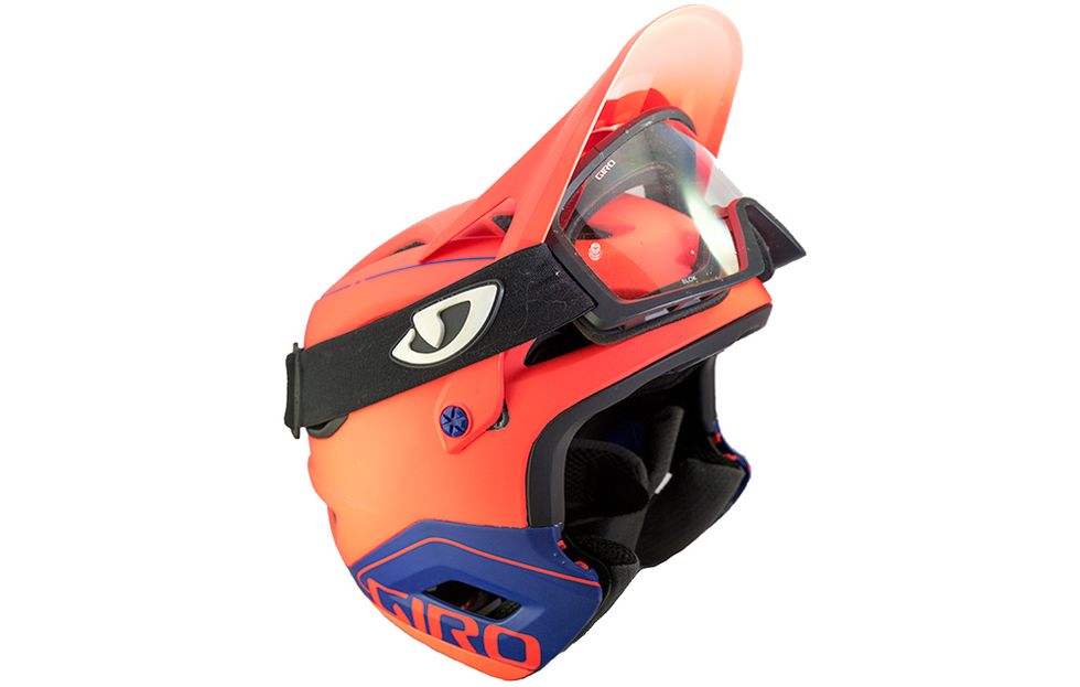The visor can be pushed well back to carry goggles