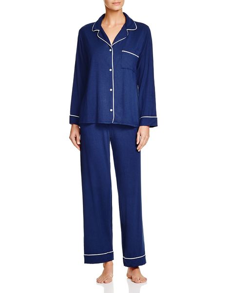 Clothing, Blue, Sleeve, Pajamas, Electric blue, Nightwear, Collar, Trousers, Active pants, sweatpant, 