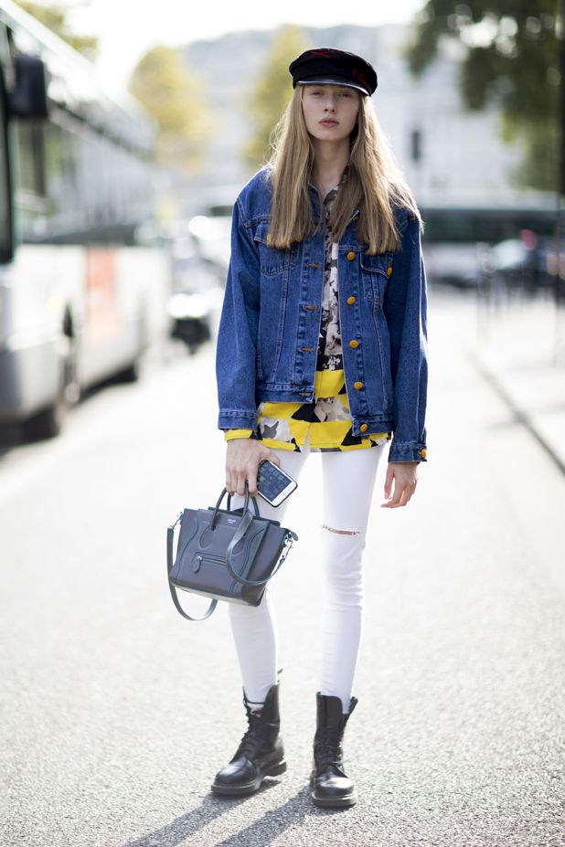 Giubbino jeans street style Parigi