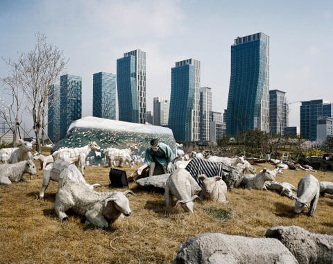 Beeldhouwwerken in New Songdo ZuidKorea