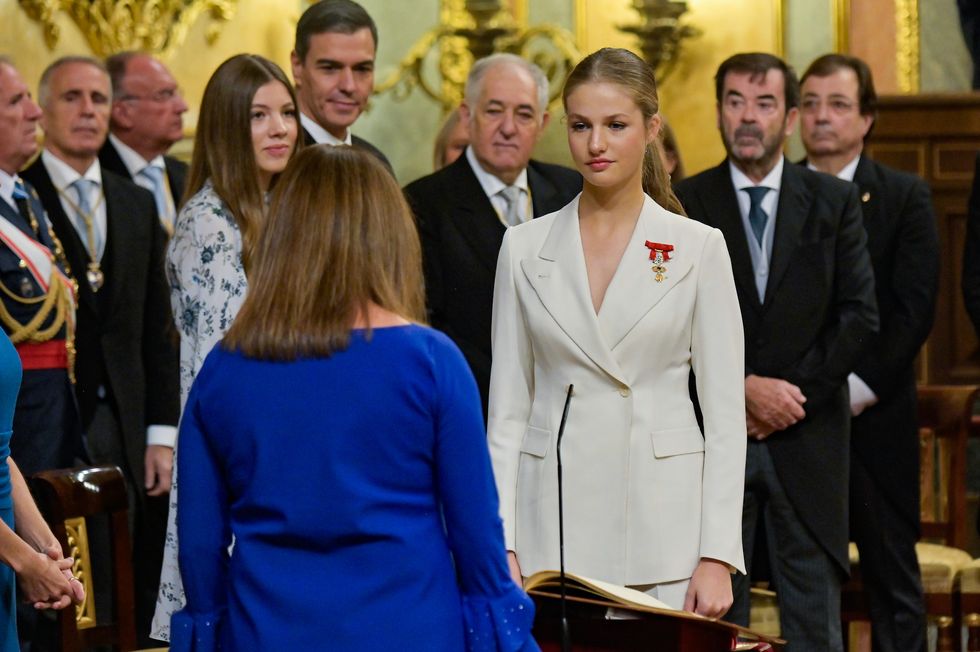 madrid, spain october 31 crown princess leonor swears allegiance to the spanish constitution at the spanish parliament on the day of her 18th birthday on october 31, 2023 in madrid, spain photo by juan naharro gimenezgetty images