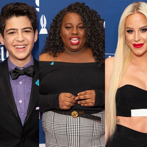GLAAD Media Awards red carpet, featuring Hannah Hart, Alex Newell, Gigi Gorgeous, and more.