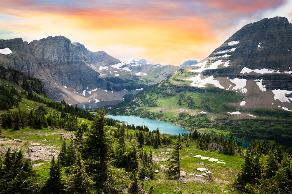 view of glacier park in the rocky mountains, montana